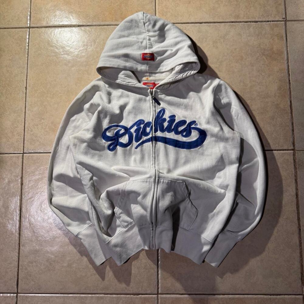 Vintage y2k dickies white zip up Hoodie Size M in Womens